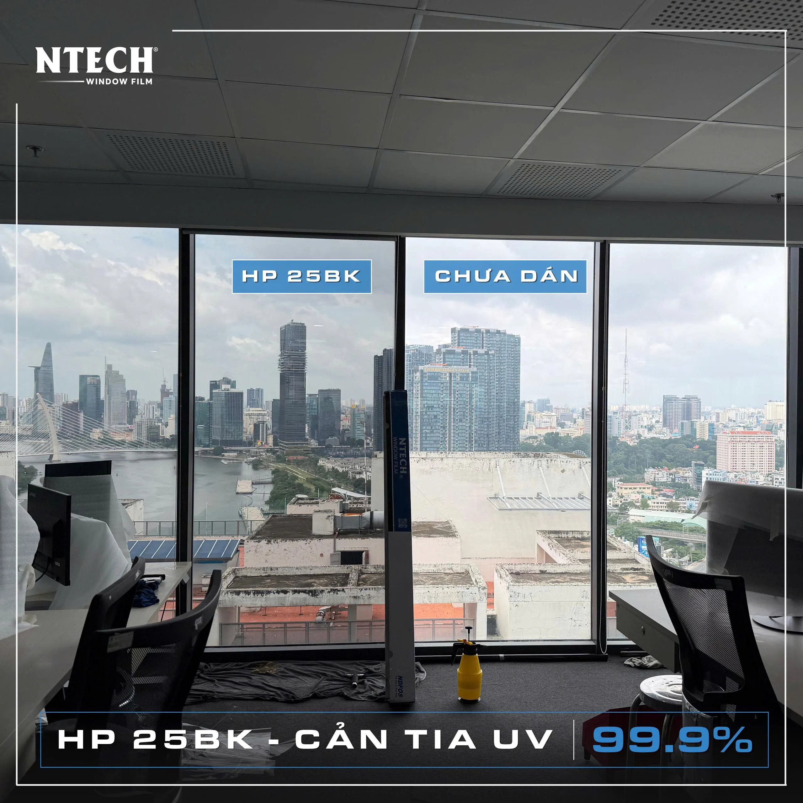 Hình ảnh dự án thi công thực tế mã phim cách nhiệt NTECH HP 25BK tại Opal Tower