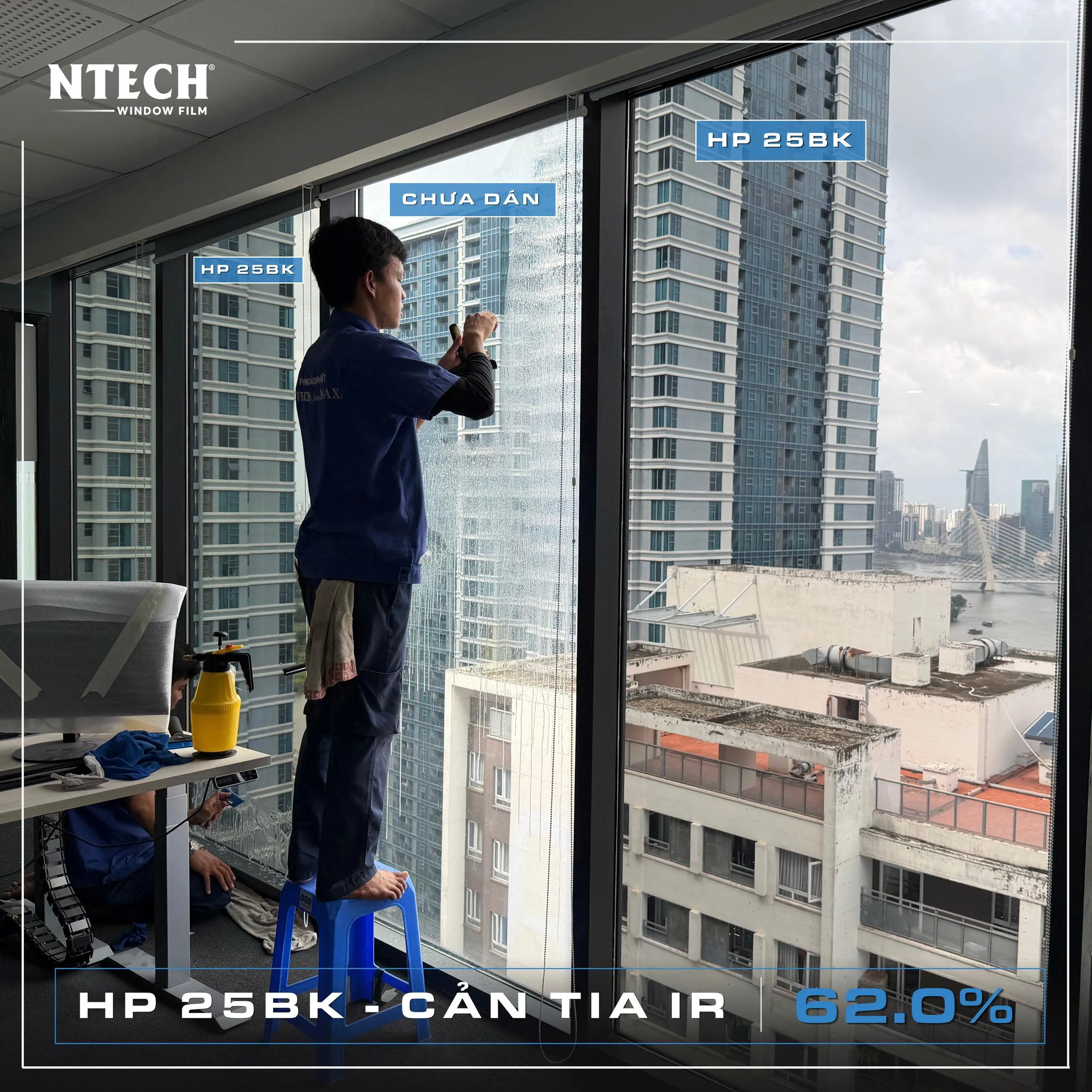 Hình ảnh dự án thi công thực tế mã phim cách nhiệt NTECH HP 25BK tại Opal Tower