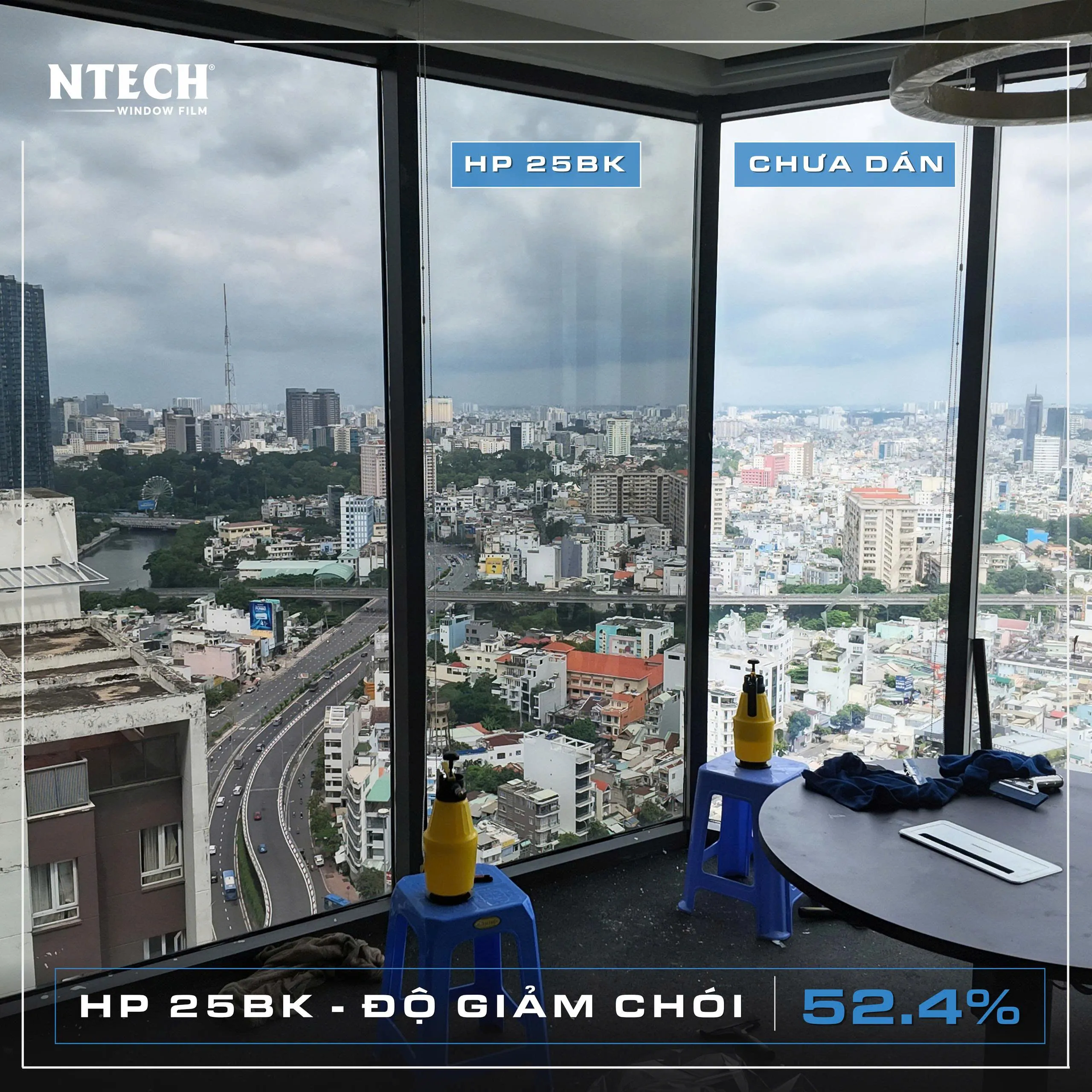Hình ảnh dự án thi công thực tế mã phim cách nhiệt NTECH HP 25BK tại Opal Tower