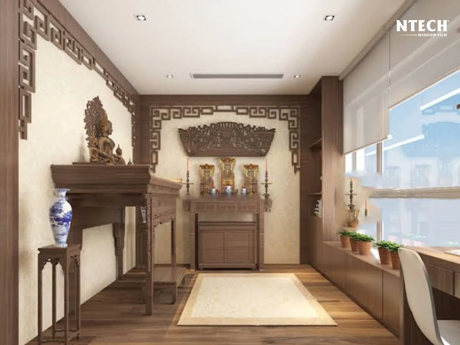 Giấy dán cửa kính phòng thờ chuẩn phong thủy tạo sự trang nghiêm và riêng tư 2